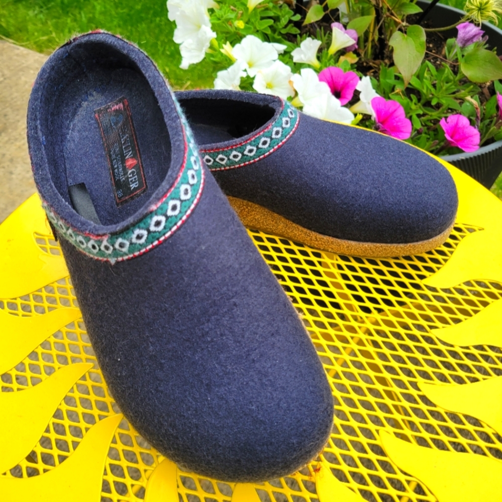 Halflinger GZ Wool Clogs Mule Navy Blue Women's Size 7